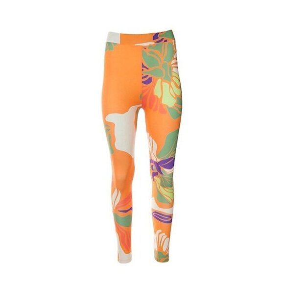 NWT Hilary MacMillan orange palm print fitted high-waisted leggings, M - Picture 6 of 10